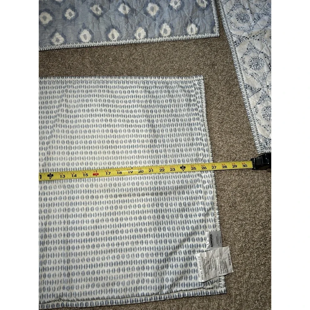 Sonoma Quilted Cotton Pillow Covers Aztec Hobo Comfort Home Casual Blue White 3